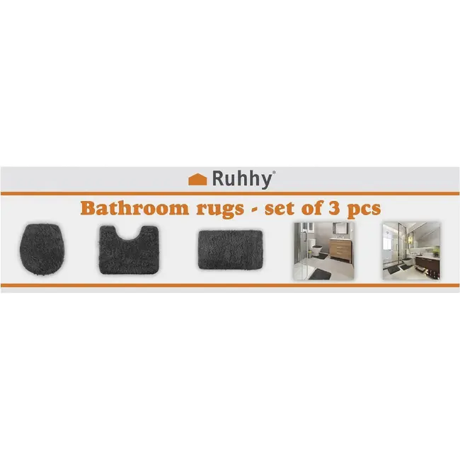Ruhhy Complete 3-delige Badkamerset met Antislip - Grijs