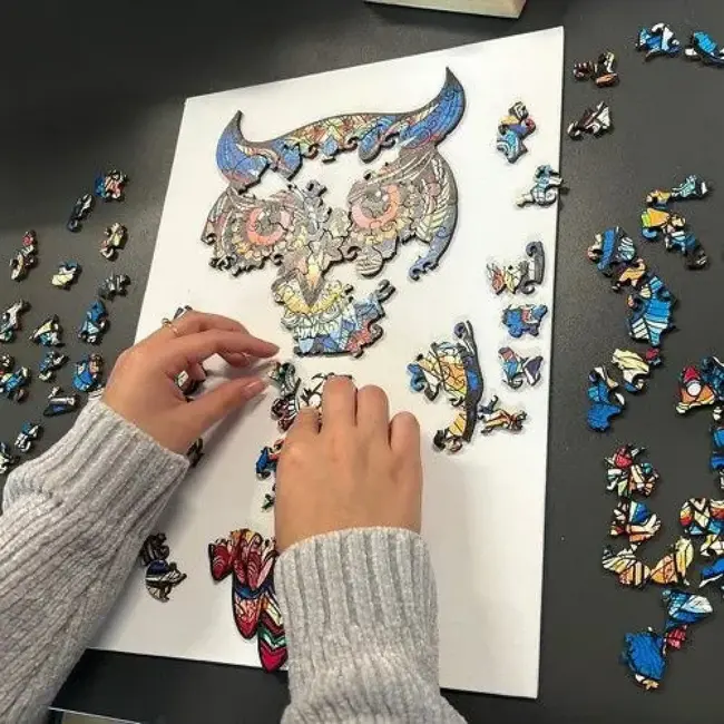 Kruzzel Houten Uilen Puzzel – 177 Stukken – Kleurrijke Decoratieve Puzzel