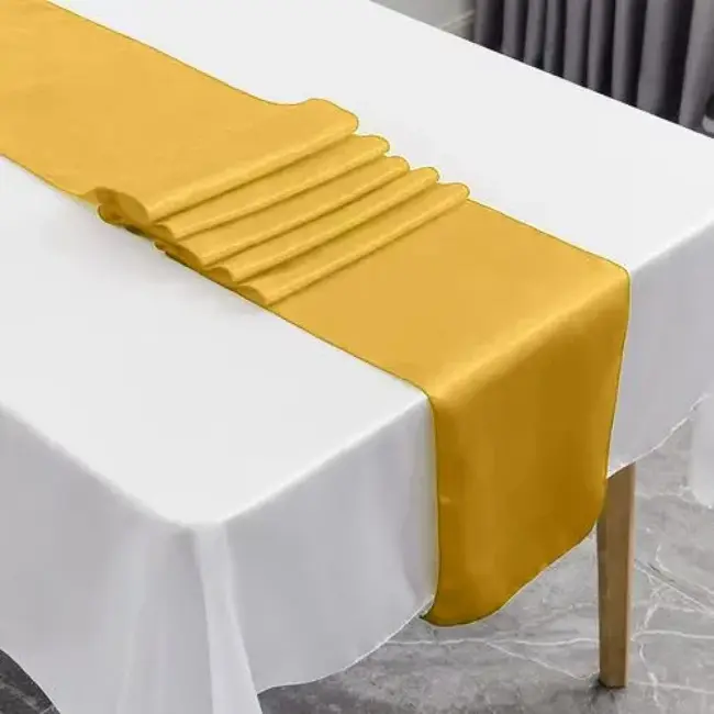 Ruhhy Satijnen Tafelloper Goud - Luxe Tafeldecoratie - 9 Meter Lang
