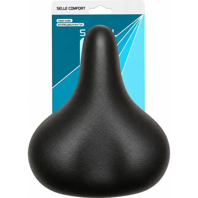 Selle Comfort Comfortabel fietszadel - Retro design - Elastomeer vering - Zwart - Zonder strop