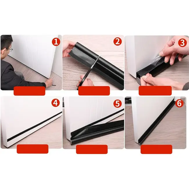 Keltin Tochtstopper deur met klittenband - zwart schuim - 96 cm lang