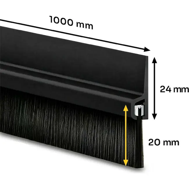 Keltin Zelfklevende borstelstrip 100 cm zwart voor deuren en kieren