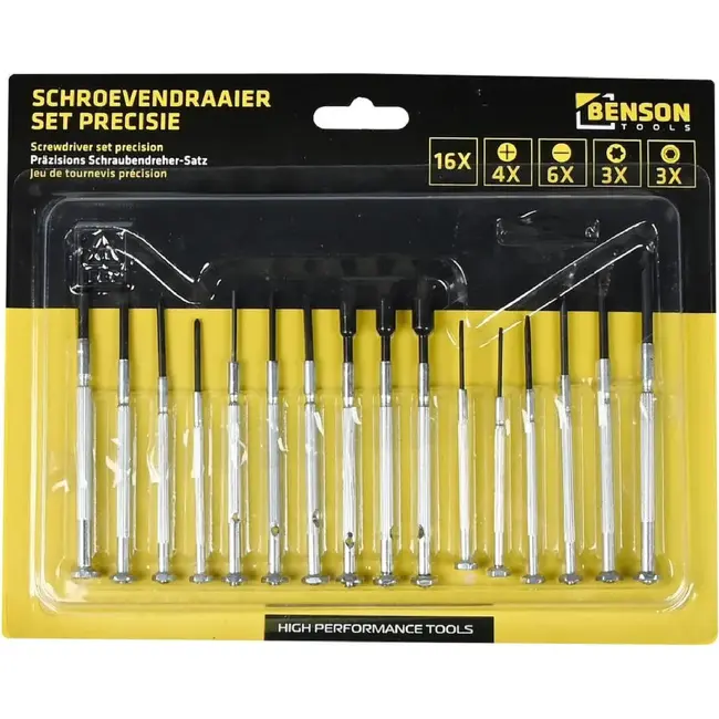 Benson 16-delige precisie schroevendraaierset - veelzijdig - voor fijn werk - ideaal voor elektronica