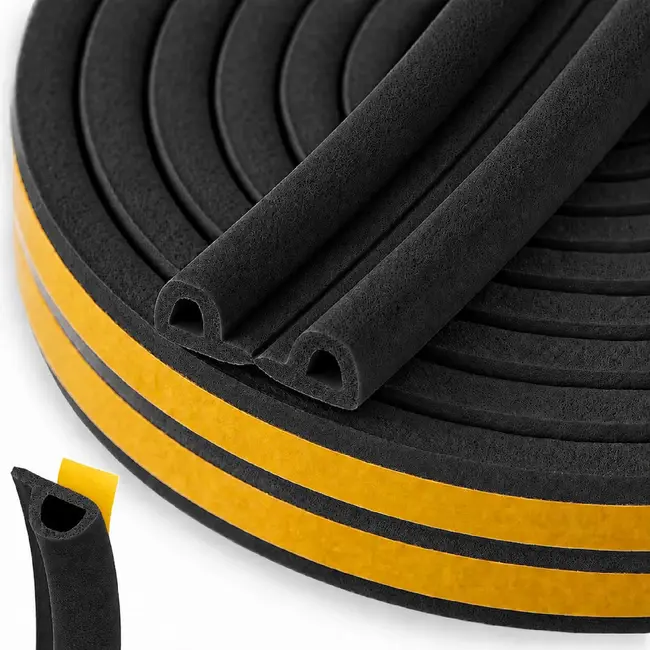 Keltin Zelfklevende EPDM afdichting P-profiel 9 x 5,5 mm zwart voor ramen, deuren en kozijnen