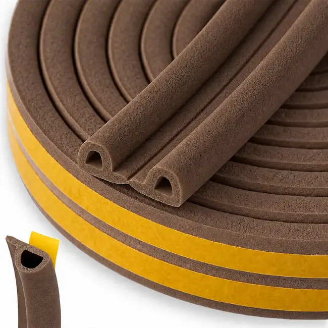 Keltin Zelfklevende EPDM afdichting P-profiel 9 x 5,5 mm bruin voor ramen, deuren en kozijnen