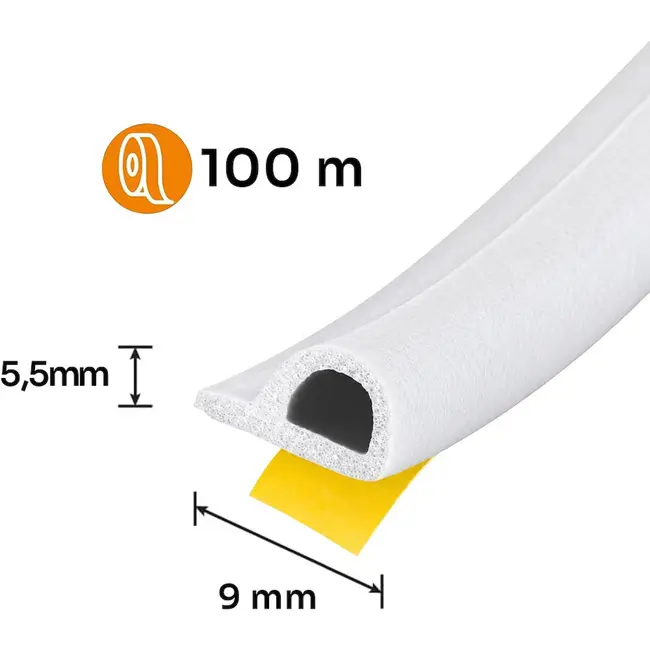 Keltin Zelfklevende EPDM afdichting P-profiel 9 x 5,5 mm bruin voor ramen, deuren en kozijnen