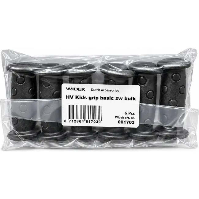 Widek Kinderhandvatten zwart - set van 6 - 100 mm - veilige grip - voor kinderfietsen