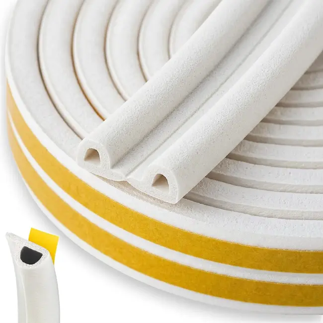 Keltin Zelfklevende EPDM afdichting P-profiel 9 x 5,5 mm wit voor ramen, deuren, kozijnen en kieren - rol 100 m