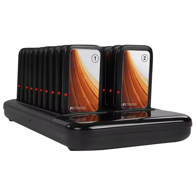 Retekess Horeca oproepsysteem – kunststof – draadloos 500 m – basis 28,5x15,5x3,2 cm – zwart – 20 ontvangers – IP32