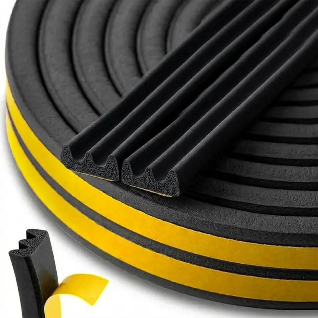 Keltin Zelfklevende EPDM afdichting E-profiel 9 x 4 mm zwart 150 m