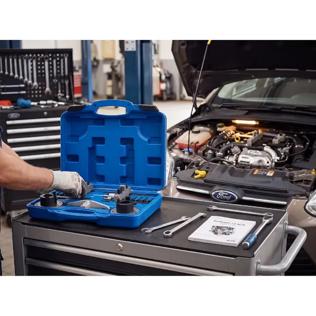 GEKO Distributie blokkeerset voor Ford 1.0 EcoBoost en SCTi met VCT- en krukasblokkering in koffer
