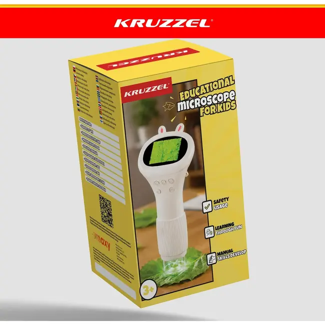 Kruzzel Digitale kindermicroscoop 1000x met 2 inch IPS-scherm, 8 LED's en 2 MP camera voor kinderen