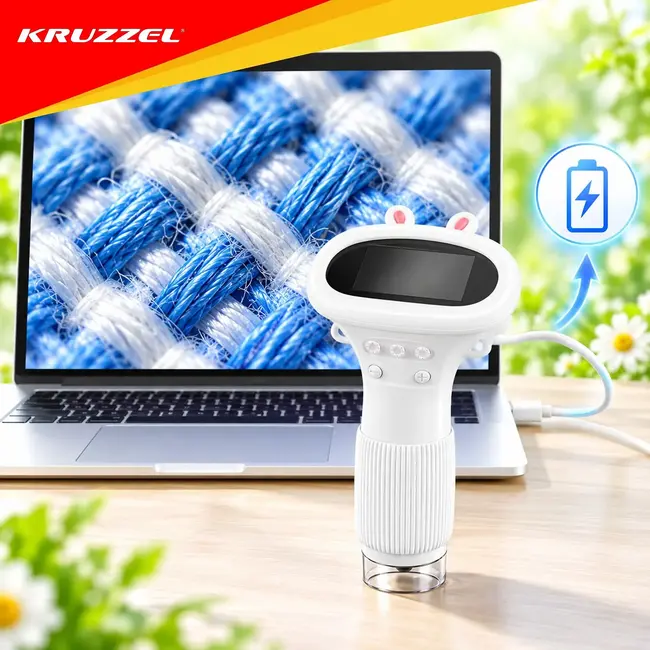 Kruzzel Digitale kindermicroscoop 1000x met 2 inch IPS-scherm, 8 LED's en 2 MP camera voor kinderen