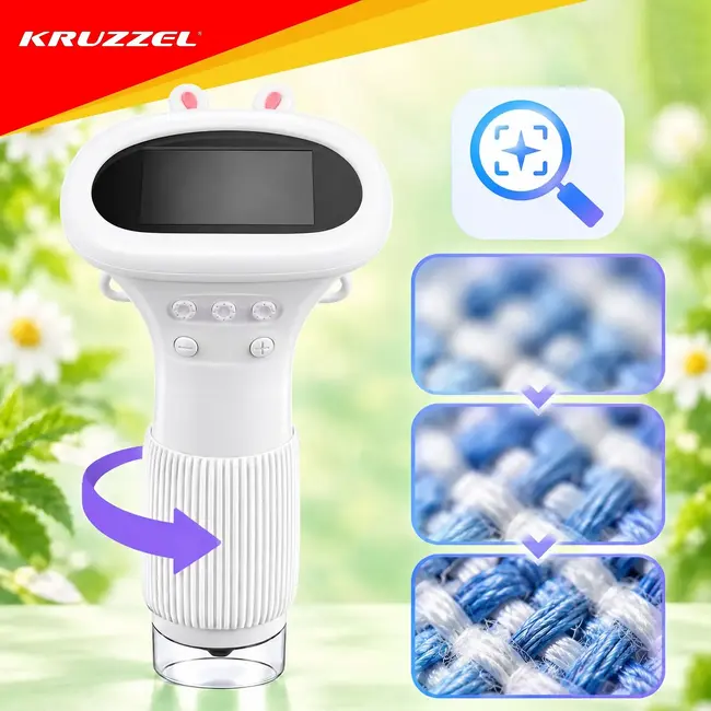 Kruzzel Digitale kindermicroscoop 1000x met 2 inch IPS-scherm, 8 LED's en 2 MP camera voor kinderen