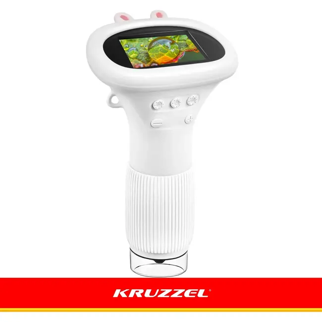 Kruzzel Digitale kindermicroscoop 1000x met 2 inch IPS-scherm, 8 LED's en 2 MP camera voor kinderen