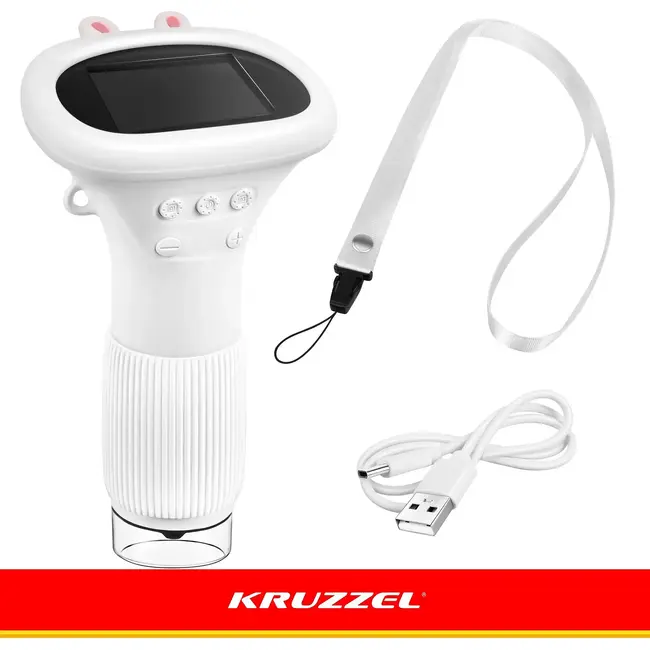 Kruzzel Digitale kindermicroscoop 1000x met 2 inch IPS-scherm, 8 LED's en 2 MP camera voor kinderen