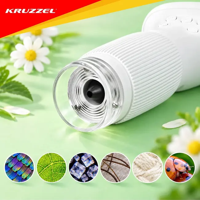 Kruzzel Digitale kindermicroscoop 1000x met 2 inch IPS-scherm, 8 LED's en 2 MP camera voor kinderen
