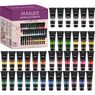 Maaleo Acrylverf set 36 kleuren - 36 x 20 ml - voor schilderen op papier, canvas, karton en hout