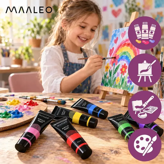 Maaleo Acrylverf set 36 kleuren - 36 x 20 ml - voor schilderen op papier, canvas, karton en hout