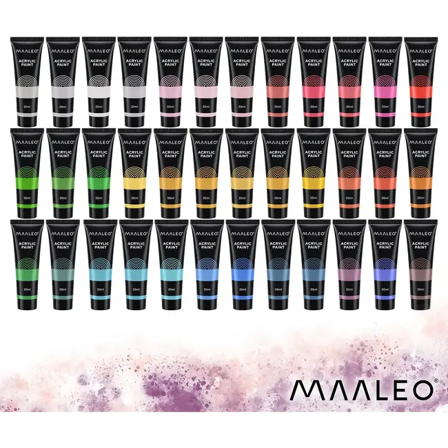 Maaleo Acrylverf set 36 kleuren - 36 x 20 ml - voor schilderen op papier, canvas, karton en hout