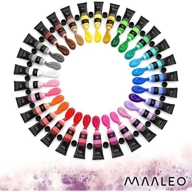 Maaleo Acrylverf set 36 kleuren - 36 x 20 ml - voor schilderen op papier, canvas, karton en hout