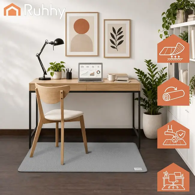 Ruhhy Beschermmat voor stoel - 100 x 150 cm - antislip PU-onderkant - randen die niet rafelen