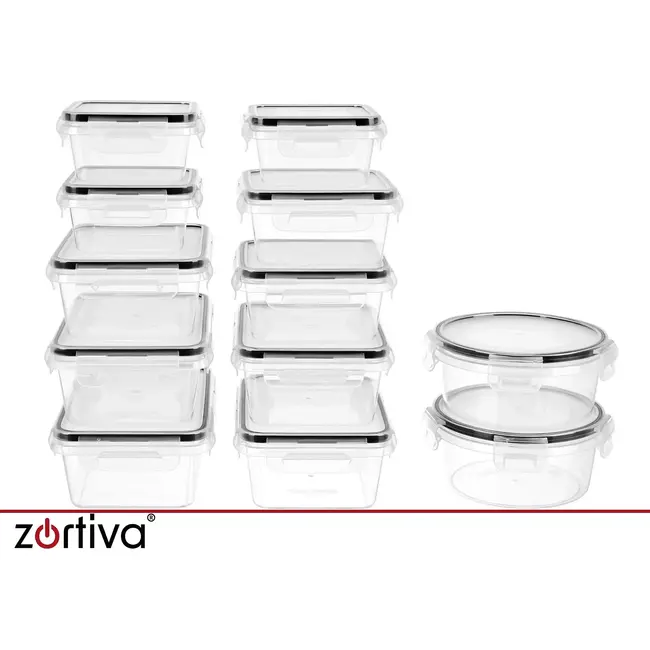 Zortiva Voedselbakjes set van 12 - BPA-vrij - 5 inhoudsmaten - voor magnetron, vriezer en vaatwasser