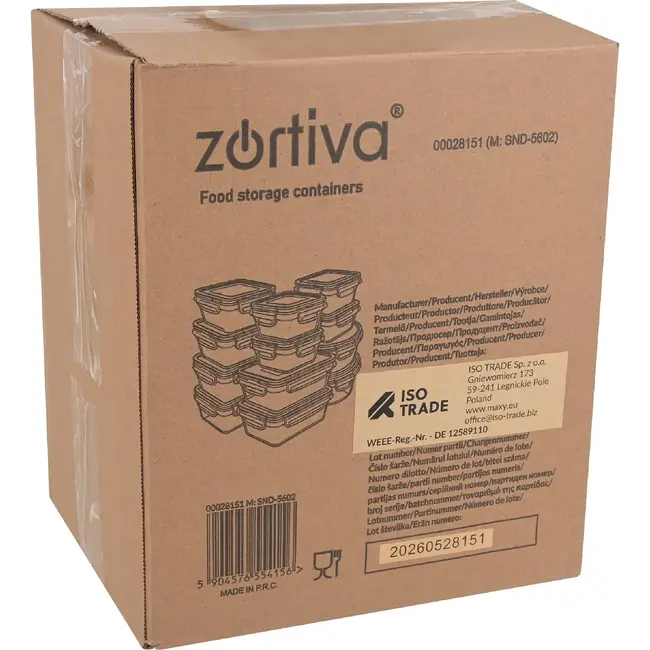 Zortiva Voedselbakjes set van 12 - BPA-vrij - 5 inhoudsmaten - voor magnetron, vriezer en vaatwasser
