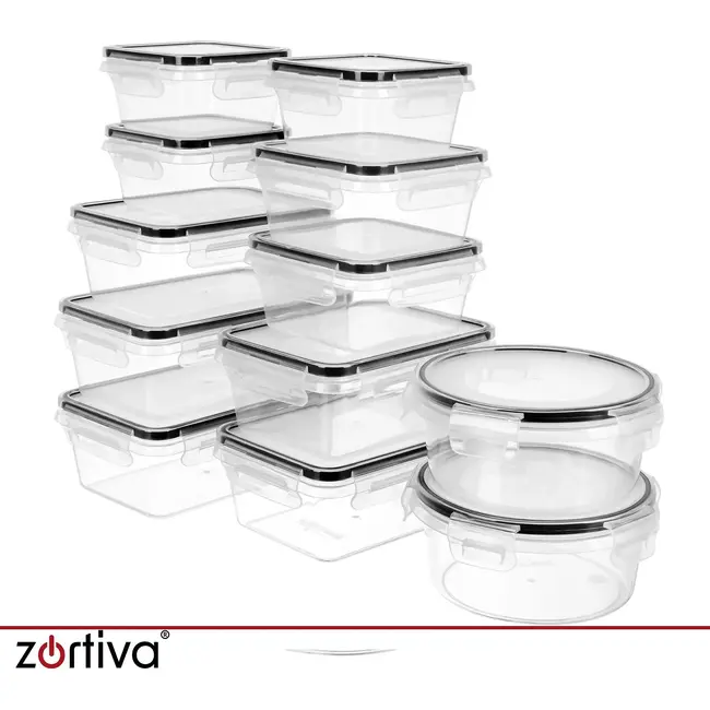 Zortiva Voedselbakjes set van 12 - BPA-vrij - 5 inhoudsmaten - voor magnetron, vriezer en vaatwasser