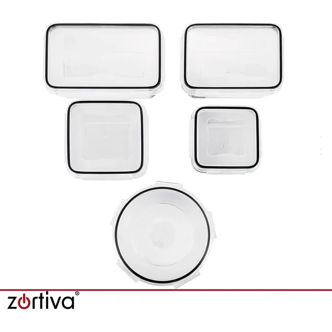 Zortiva Voedselbakjes set van 12 - BPA-vrij - 5 inhoudsmaten - voor magnetron, vriezer en vaatwasser