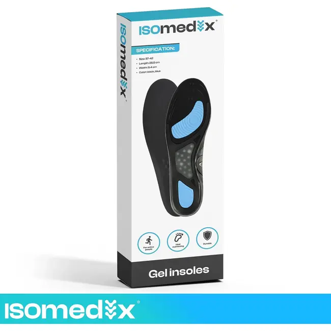 Isomedix Gel-inlegzolen maat 37-42 - voetboogondersteuning - op maat te knippen - wasbaar - 1 paar