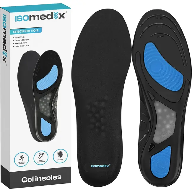 Isomedix Gel-inlegzolen maat 37-42 - voetboogondersteuning - op maat te knippen - wasbaar - 1 paar