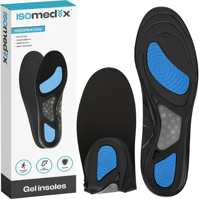 Isomedix Gel-inlegzolen maat 37-42 - voetboogondersteuning - op maat te knippen - wasbaar - 1 paar