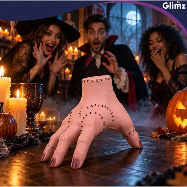Glimz Kunsthand Halloween - realistische littekens en hechtingen - 16,5 x 13 cm - waterbestendig