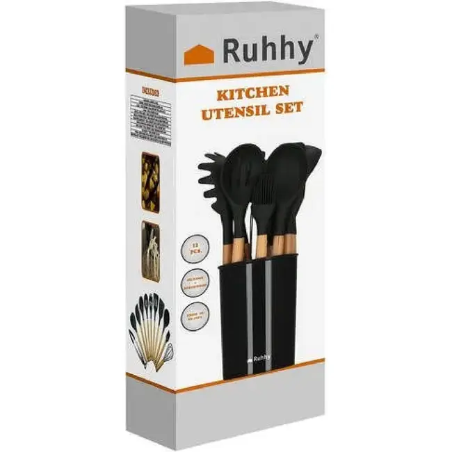 Ruhhy 12-Delige Keukenset - Hoogwaardige Siliconen en Hout!