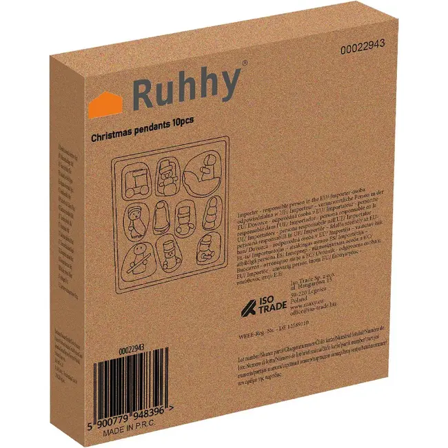Ruhhy Set van 30 Houten Kersthangers - Rustieke Kerstboom Versieringen