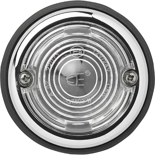 Dragon-Tools Zijmarkeringslampen set - verchroomde ring en rubberen basis - 70 mm - wit - 2 stuks - voor aanhanger en auto - 12 volt