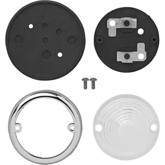 Dragon-Tools Zijmarkeringslampen set - verchroomde ring en rubberen basis - 70 mm - wit - 2 stuks - voor aanhanger en auto - 12 volt