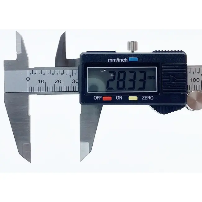 Dragon-Tools digitale schuifmaat - roestvast staal - met fijnverstelling - 150 mm - zilver - binnen- en buitenmaten, diepte/stappen