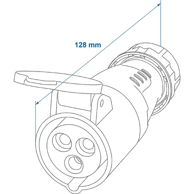 ProPlus Contrastekker - 16 Ampère - IP44 - 230 Volt - 3-polig - Blauw/Wit