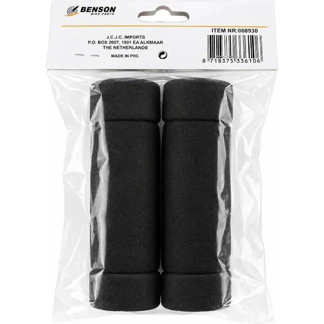 Benson Zwarte fietshandvatten - schuimrubber - extra grip - 12,5 cm - set van 2