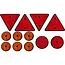 Dragon-Tools veiligheidsreflectorenset voor aanhanger - kunststof - rond en driehoek - 60/80 mm - rood en oranje - 12-delig