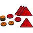 Dragon-Tools veiligheidsreflectorenset voor aanhanger - kunststof - rond en driehoek - 60/80 mm - rood en oranje - 12-delig