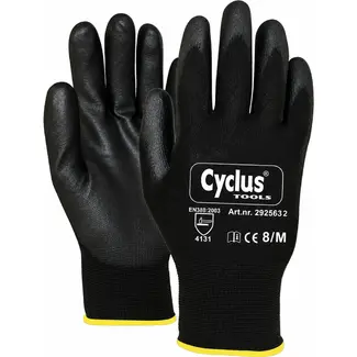 Cyclus Montagehandschoenen - Katoen - Vingerbescherming - Maat M - Zwart/Geel