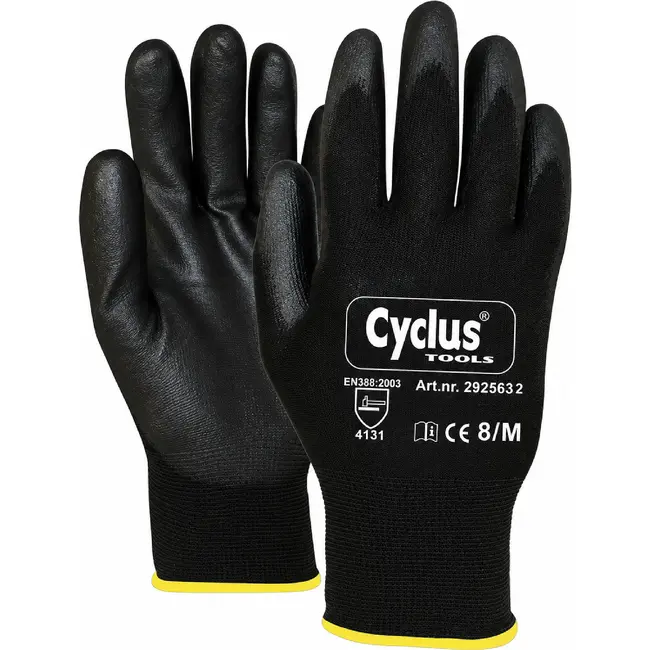 Cyclus Montagehandschoenen - Katoen - Vingerbescherming - Maat M - Zwart/Geel