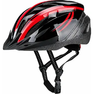 Falkx Unisex fietshelm - polycarbonaat - rood/zwart - maat M (55-58 cm) - NEN-EN 1078:2012+A1:2012
