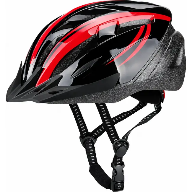 Falkx Unisex fietshelm - polycarbonaat - rood/zwart - maat M (55-58 cm) - NEN-EN 1078:2012+A1:2012