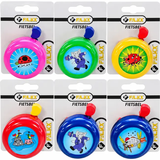 Falkx Kinderfietsbel - Staal - Prints - Diameter 54mm - Assorti Kleur