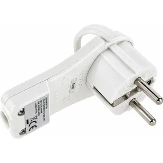 Benson Extra platte haakse stekker - 8 mm dik - met randaarde - 2 stuks - wit