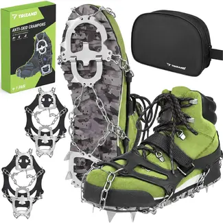 Trizand Antislip schoenspikes maat L 40-44 met 12 spikes van 17 mm, kettingen en klittenband